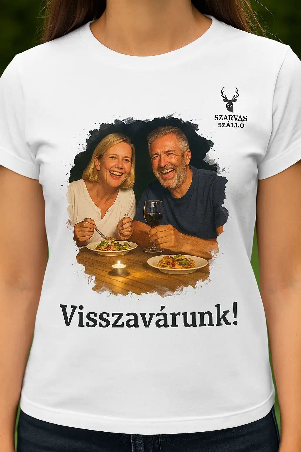 Vendégélményből készült személyes grafikás szálláshelyi póló